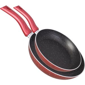 Nouval Teflon Frying Pan Set, 2 Pieces - Dark Red