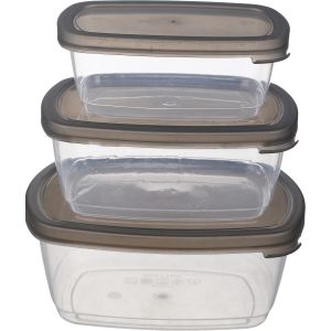 Ecoplast Plastic Refrigerator Box Set, 3 Pieces - Clear Grey