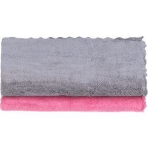 طقم فوط مطبخ قماش، قطعتين، 35×75 سم - فوشيا رمادي