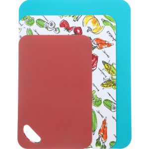 Plastic Cutting Board Set, 3 Pieces - Multicolor