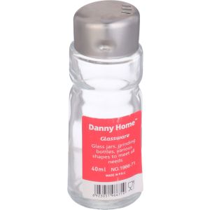 Glass salt with stainless steel lid, 3×9 cm - Clear Silver