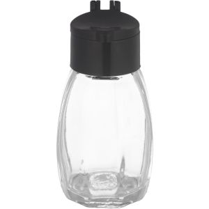 Glass salt with plastic lid, 4.2×7.8 cm - Clear Black