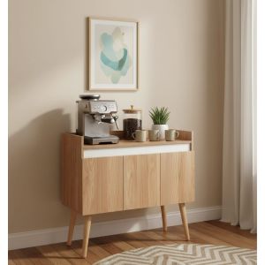 Chipboard Wood Coffee Corner, 90x32x85 cm, 3 Doors - Beige