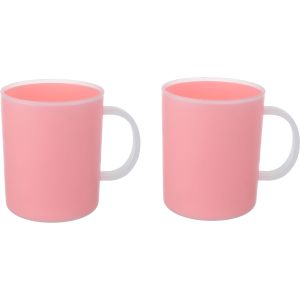 El Qaed Plast Plastic Mug Set, 2 Pieces, 250 ml - Pink