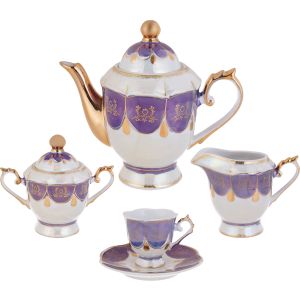 Porcelain Cocoa Set, 17 Pieces - Multicolor