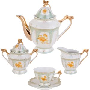 Porcelain Cocoa Set, 17 Pieces - Multicolor