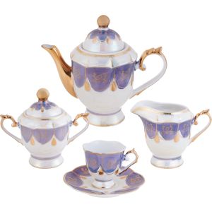 Porcelain Cocoa Set, 17 Pieces - Multicolor