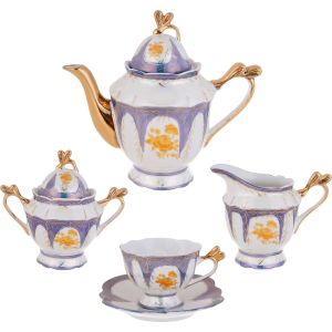 Porcelain Cocoa Set, 17 Pieces - Multicolor