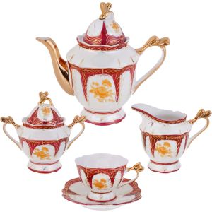 Porcelain Cocoa Set, 17 Pieces - Multicolor