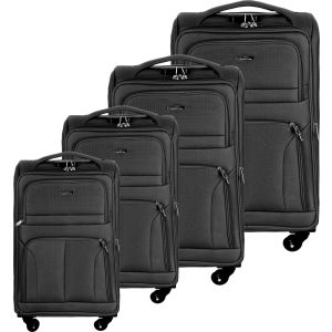 Sunata Fabric Trolley Luggage Set, 4 Pieces - Black