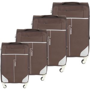 Sunata Fabric Trolley Luggage Set, 4 Pieces - Brown Grey