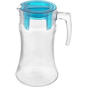 Pasabahce Glass Jug with Acrylic Lid, 1400 ml - Clear Turquoise
