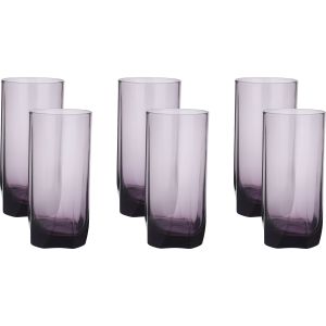 Pasabahce Glass Cups Set, 6 Pieces, 380 ml - Mauve