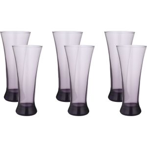 Pasabahce Glass Cups Set, 6 Pieces, 320 ml - Mauve