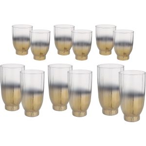 Snabel Glass Cup Set, 12 Pieces - Clear Gold