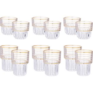 Snabel Glass Cup Set, 12 Pieces - Clear Gold