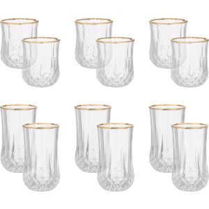 Snabel Glass Cup Set, 12 Pieces - Clear Gold