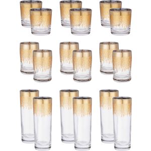Snabel Glass Cup Set, 18 Pieces - Clear Gold