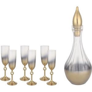 Snabel Glass Juice with Bottle Set, 7 Pieces - Clear Gold