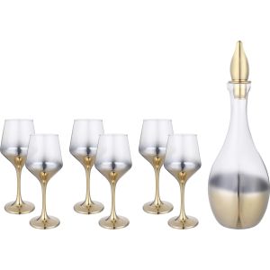 Snabel Glass Juice with Bottle Set, 7 Pieces - Clear Gold