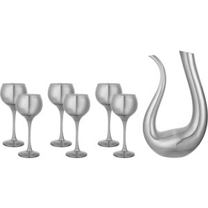 Snabel Glass Juice with Bottle Set, 7 Pieces - Clear Silver
