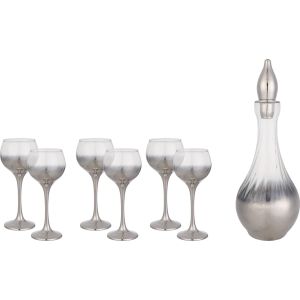 Snabel Glass Juice with Bottle Set, 7 Pieces - Clear Silver
