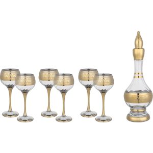 Snabel Glass Juice with Bottle Set, 7 Pieces - Clear Gold