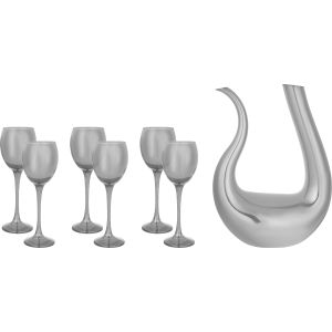 Snabel Glass Juice with Bottle Set, 7 Pieces - Clear Silver