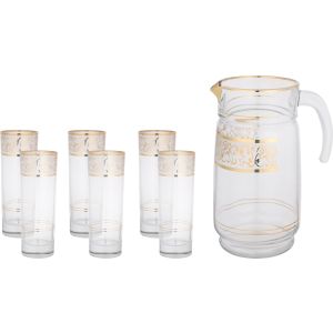 Snabel Glass Juice with Jugs Set, 7 Pieces - Clear Gold