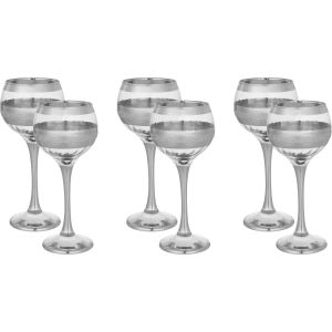 Snabel Glass Juice Glasses Set, 6 Pieces, 250 ml - Clear Silver