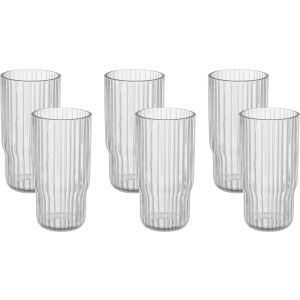 City Glass Cups Set, 6 Pieces, 270 ml - Clear