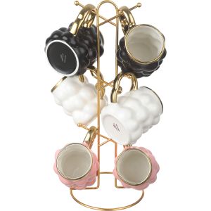 Group Tiger Porcelain Tea Mug Set, 6 Pieces, 300 ml - Multicolor