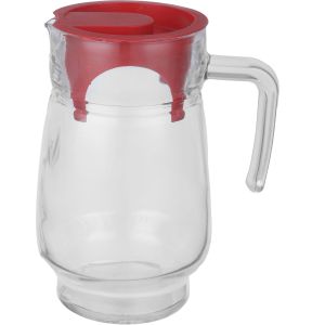 Galaxy Glass Jug with Plastic Lid, 1.5 Liters - Clear Red