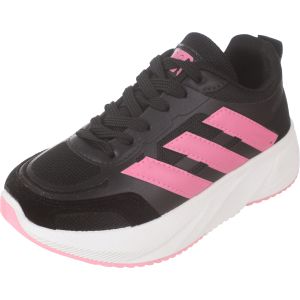 Fabric×Leather Sneakers For Girls, 34 EU - Black Pink