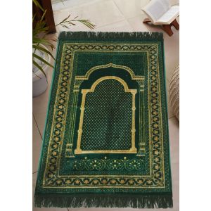 Oriental Weavers Velvet Prayer Mat, 110×65 cm, 475 grm Approx - Green Beige