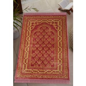 Oriental Weavers Velvet Prayer Mat, 110×65 cm, 475 grm Approx - Cashmere Beige