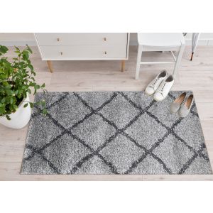 Oriental Weavers Polypropylene Ashley Shag Rug, 140×80 cm - Grey Black