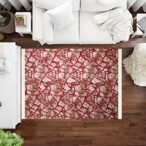 Soft Velvet Carpet, Dots Back, 280×180 cm, Approx 3.400 kg - Beige Fuchsia