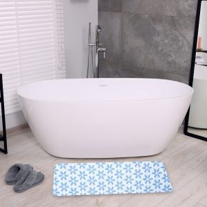 Rayla Mon Silicone Bathtub Mat, 37×68 cm - Light Blue White