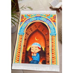 سجادة صلاه قطيفه، ظهر دوتس، 40×75 سم، 290 جرام تقريبا - متعدد الالوان