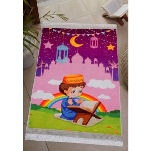 سجادة صلاه قطيفه، ظهر دوتس، 40×75 سم، 290 جرام تقريبا - متعدد الالوان