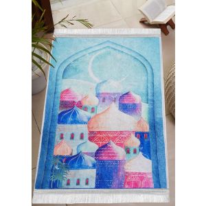 سجادة صلاه قطيفه، ظهر دوتس، 40×75 سم، 290 جرام تقريبا - متعدد الالوان