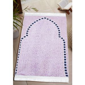 سجادة صلاه قطيفه، ظهر دوتس، 40×75 سم، 290 جرام تقريبا - موف كحلي