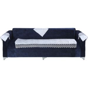 Chanelia Sofa Cover Set, 4 Pieces, 330 grm Approx - White Grey