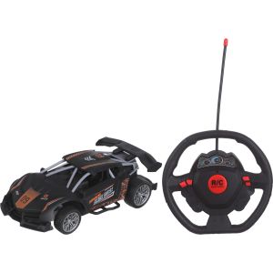 Plastic Sports Racing Car Toy for Boys, Remote Control, 4 Directions - Black Orange