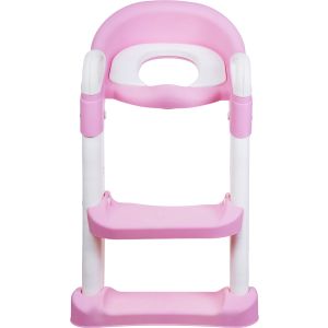 Sara Plastic Children's Toilet Seat with Step, 55x35 cm - Pink White