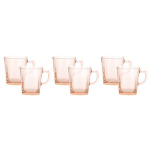 Pasabahce Glass Mug Set, 6 Pieces, 270 ml - Brown