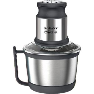 Sokany SK-7027 Chopper for Vegetables and Meat, 3 Liters, 800 Watt - Black Silver