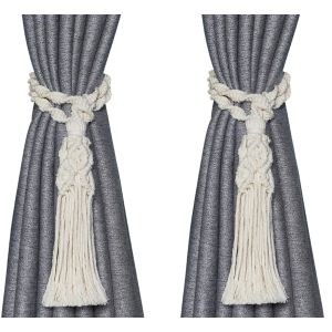 Cotton Rustic Style Curtain Tieback Set, 2 Pieces, 15x100 cm - Off White