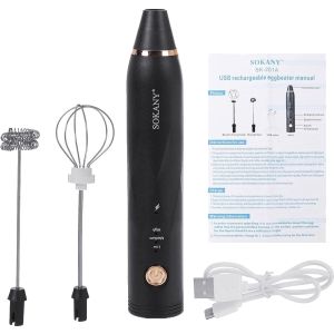 Sokany Nescafe Manually Hand Blender, Rechargeable - Black